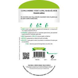 Sachet de graines Concombre vert long maraîcher - Les Doigts Verts