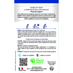 Boîte Haricot nain cupidon extra-fin sans fil - Les Doigts Verts