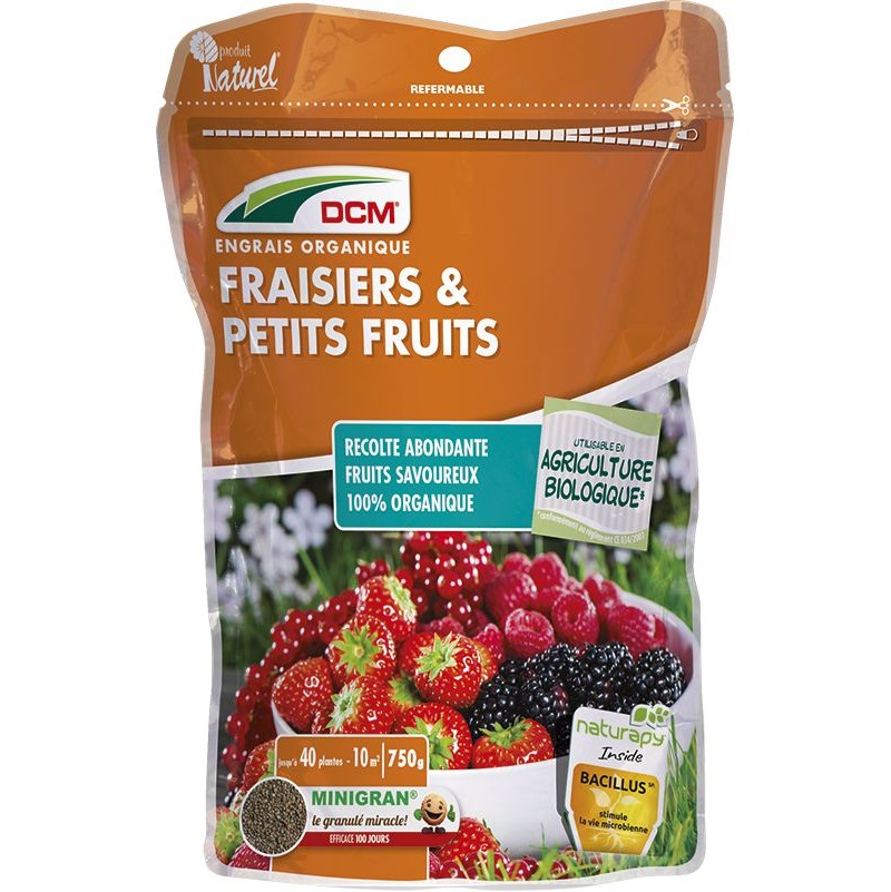Sachet refermable Engrais fraisiers et petits fruits 750g DCM