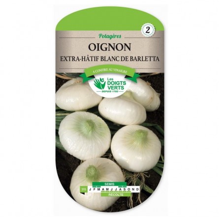 Sachet de graines Oignon blanc Barletta extra-hâtif - Les Doigts Verts