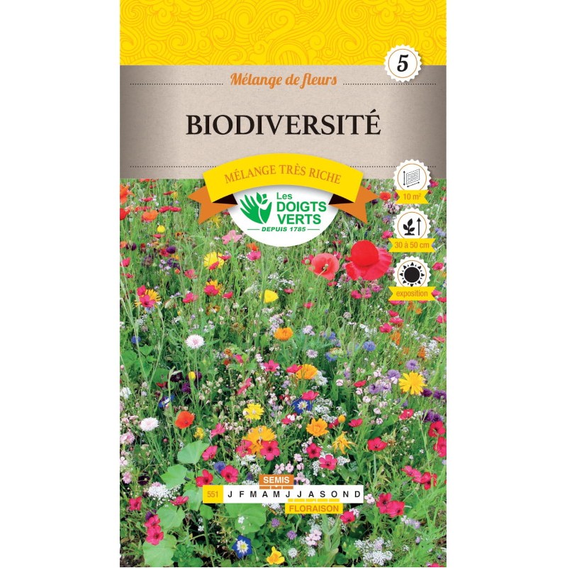 Sachet de graines Mélange Fleurs "Biodiversité" 20g - Les Doigts Verts